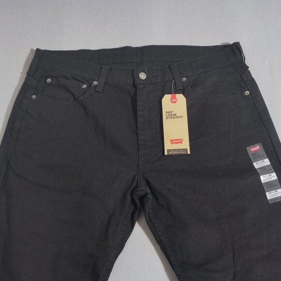 Levi's 569 jeans men's size W36(34)/ L34 black colour loose fit straight stretch - Picture 2 of 15